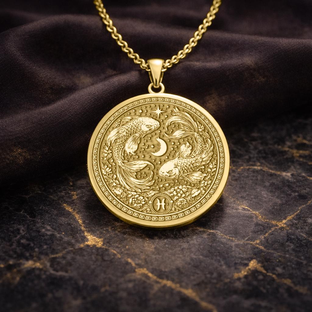 Pisces Zodiac Pendant Necklace: Inspired by Aphrodite and Eros in Fish Form