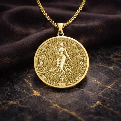 Virgo Zodiac Pendant Necklace: Inspired by Demeter, Persephone, and Astraea