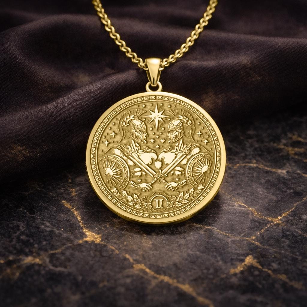 Gemini Zodiac Pendant: Inspired by Castor and Pollux Necklace