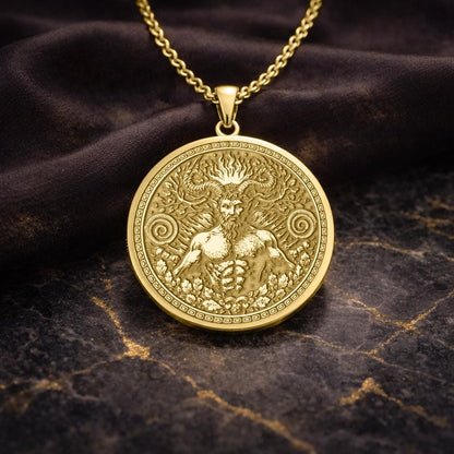 Aries Zodiac Pendant: Inspired by the Golden Fleece and Myth of Pan Necklace
