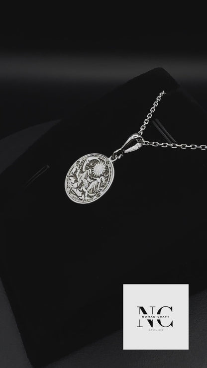 Sol & Mani Pendant: Sköll and Hati Wolf Necklace