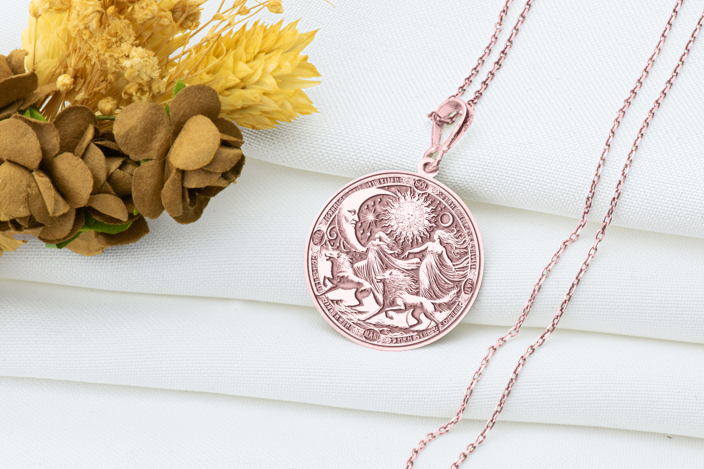 Sol & Mani Pendant: Sköll and Hati Wolf Necklace
